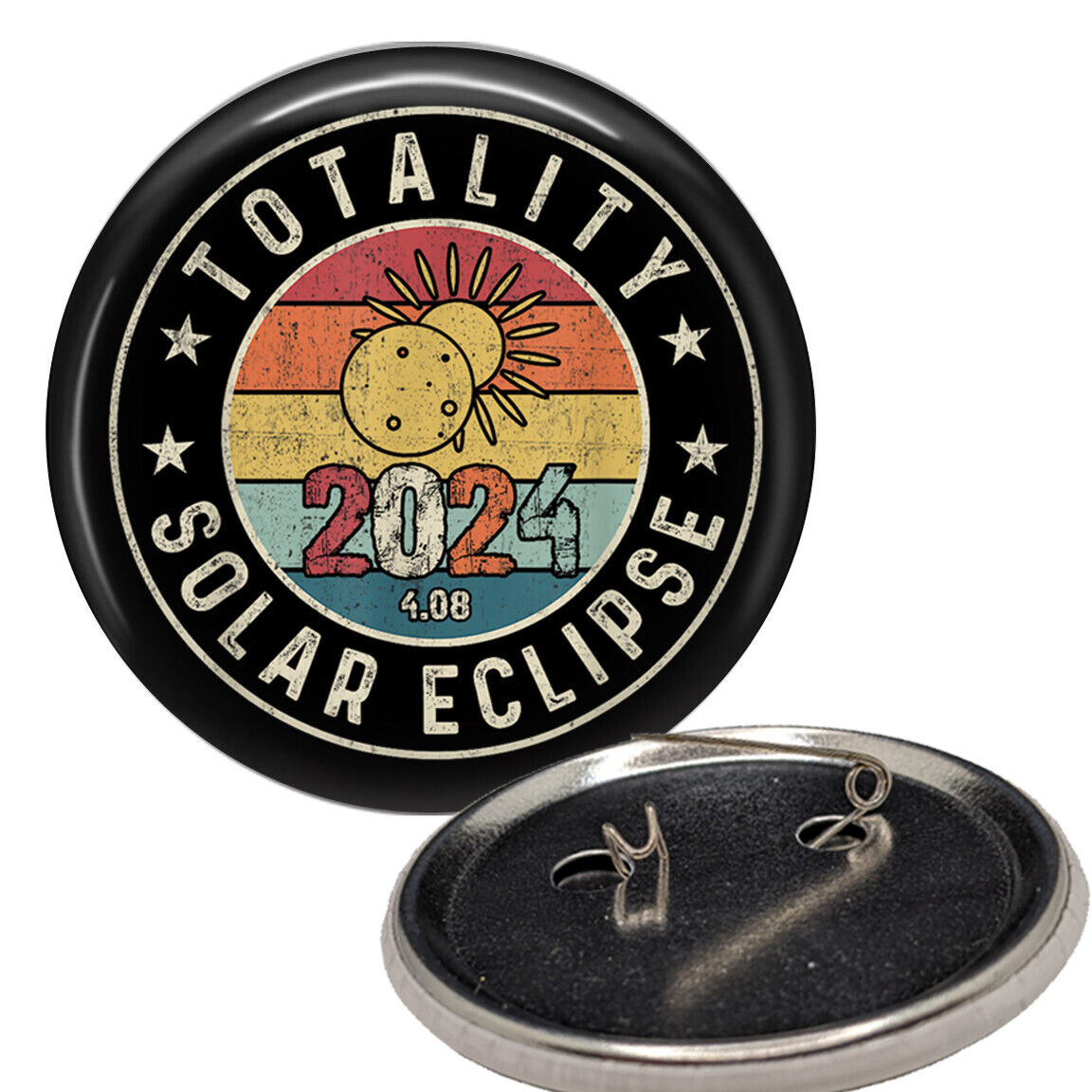 Set of 10 Eclipse 2024 Pinback Pins 1.25\
