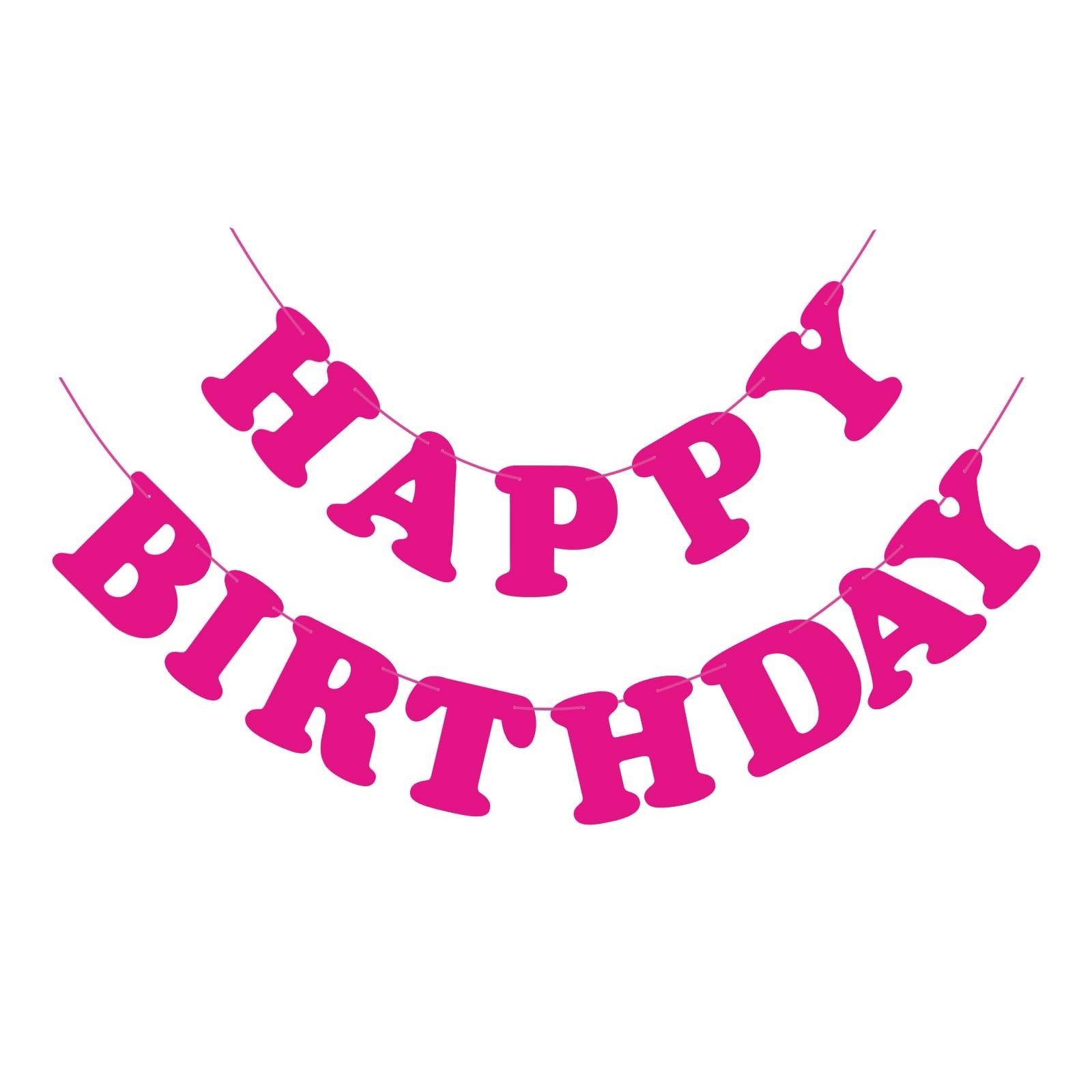 Pink Happy Birthday Banner Sign Birthday Backdrop Party Supplies for Kids Boy...