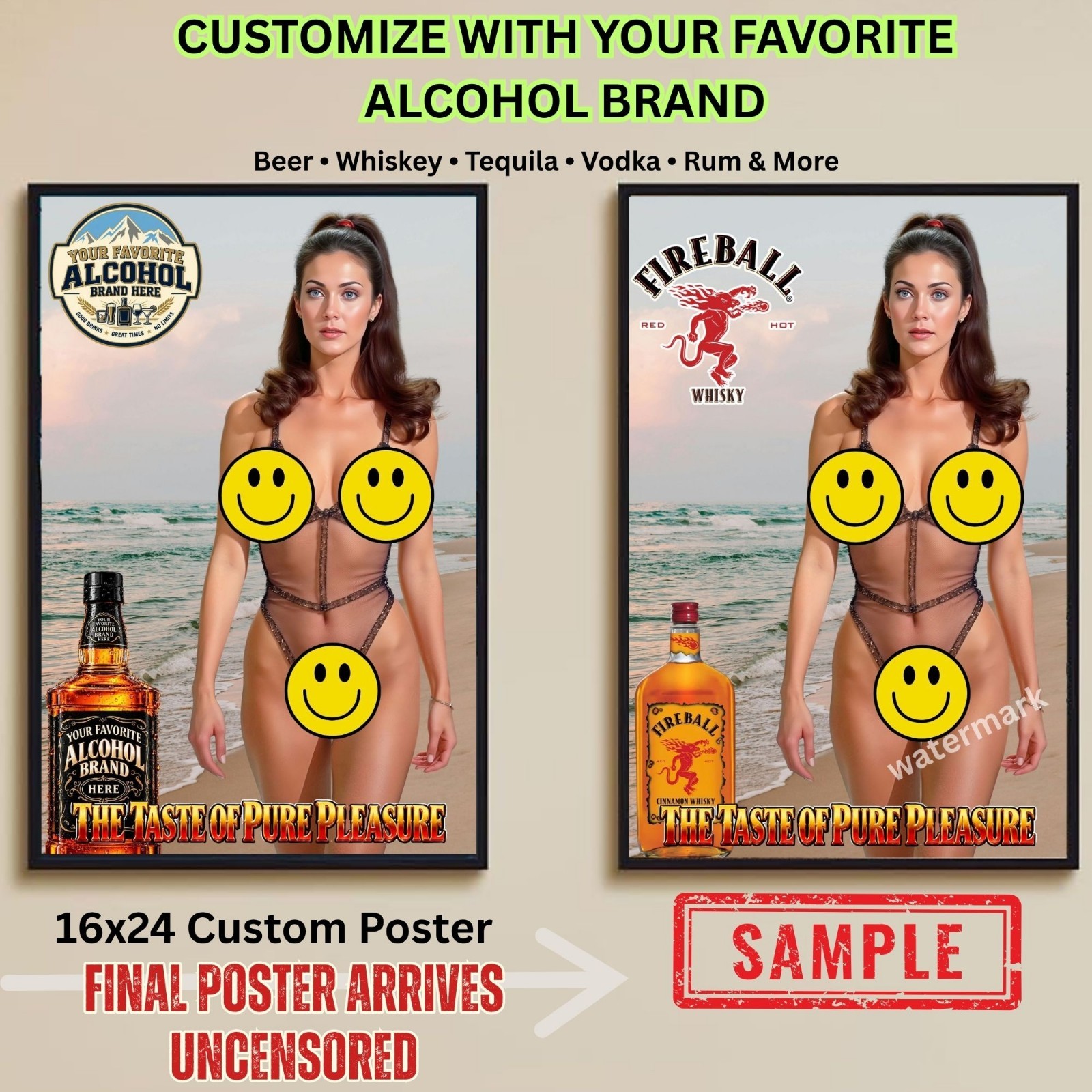 16x24 Custom Alcohol Poster – Any Beer Whiskey Rum Tequila Vodka Brand #118