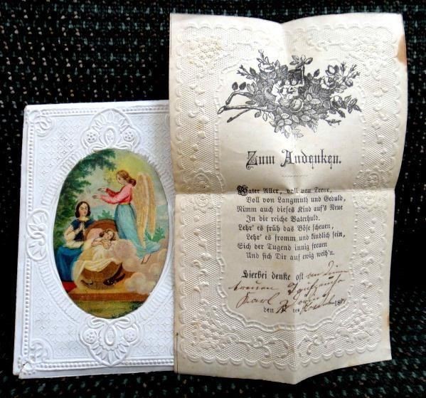 1879 antique victorian EMBOSSED ENVELOPE PAPER guardian angel diecut child sleep