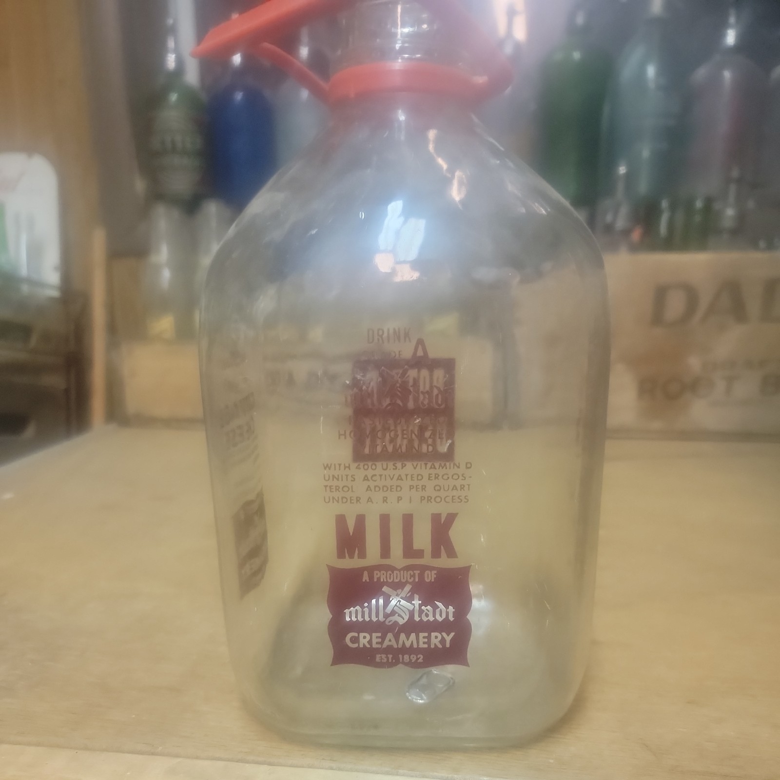 Rare Vintage Millstadt Creamery 1 Gallon milk bottle est 1892 Millstadt Il 