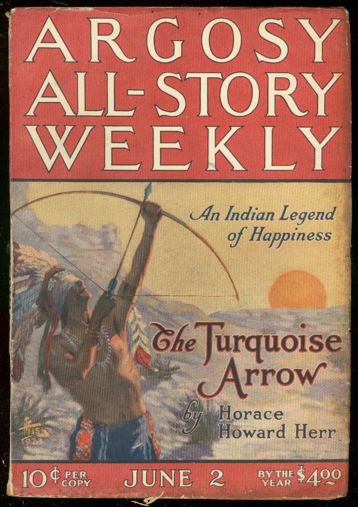 ARGOSY JUNE 2 1923-MOON MAID-INDIAN CVR- RICE BURROUGHS FN