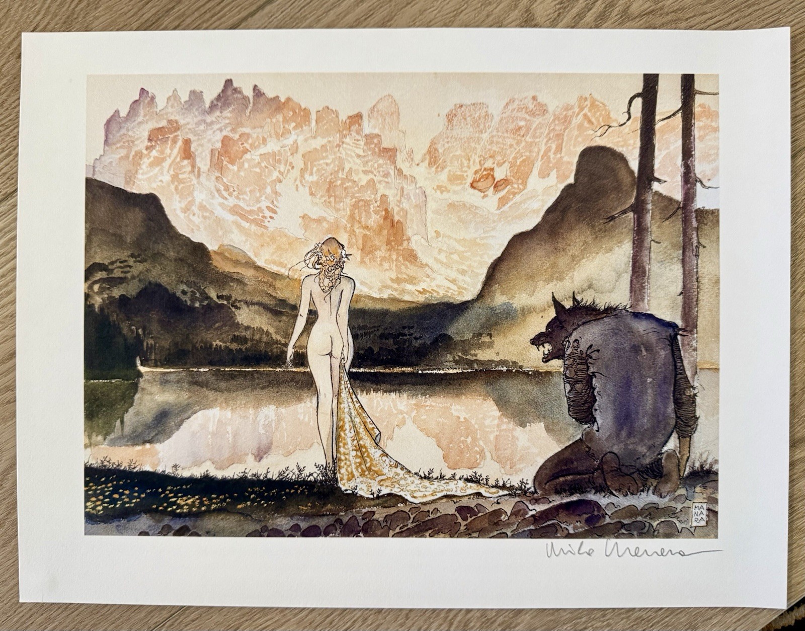 •Milo MANARA Vintage Signed Print: “Dolomites”• -ITALIAN IMPORT-
