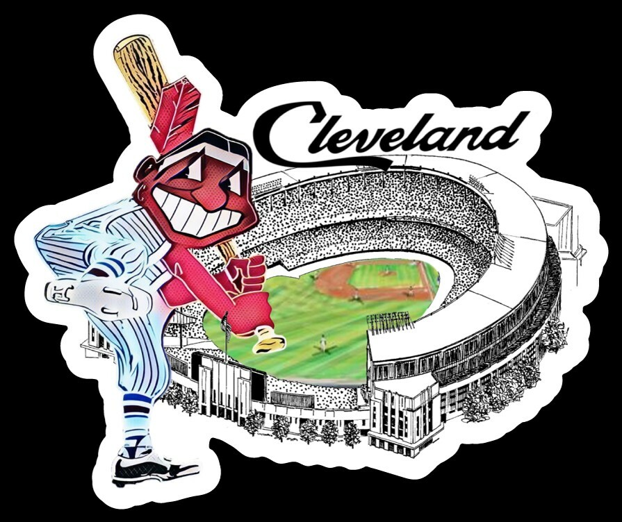 Cleveland Indians STICKER - Municipal Stadium Vintage Chief Wahoo MLB Large