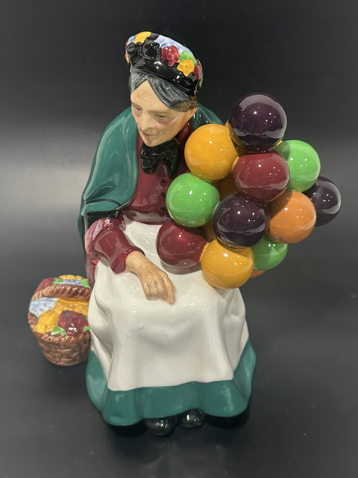 Royal Doulton Old Balloon Seller Woman #1315 Bone China Figurine England