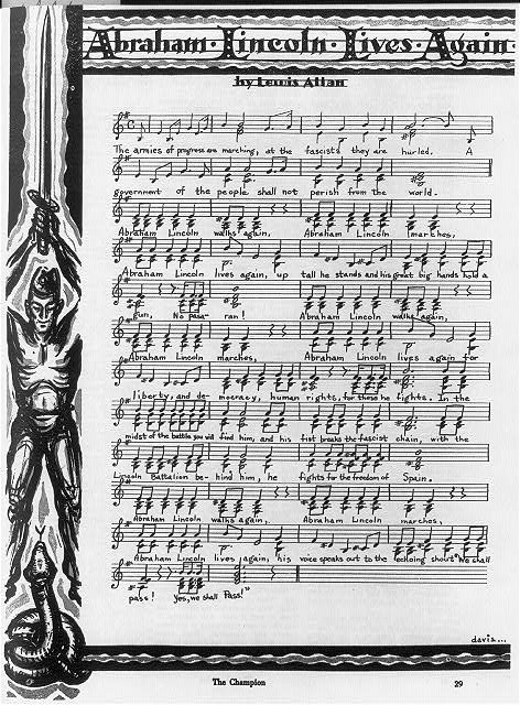 Photo:Abraham Lincoln Brigade Spain 1937 Song Sheet Music Lives Again