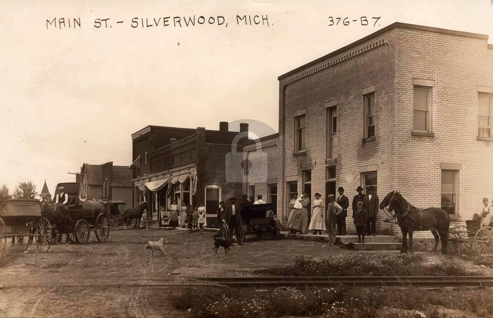 Silverwood MI Michigan People Main Street View 1910s RPPC Photo Postcard COPY
