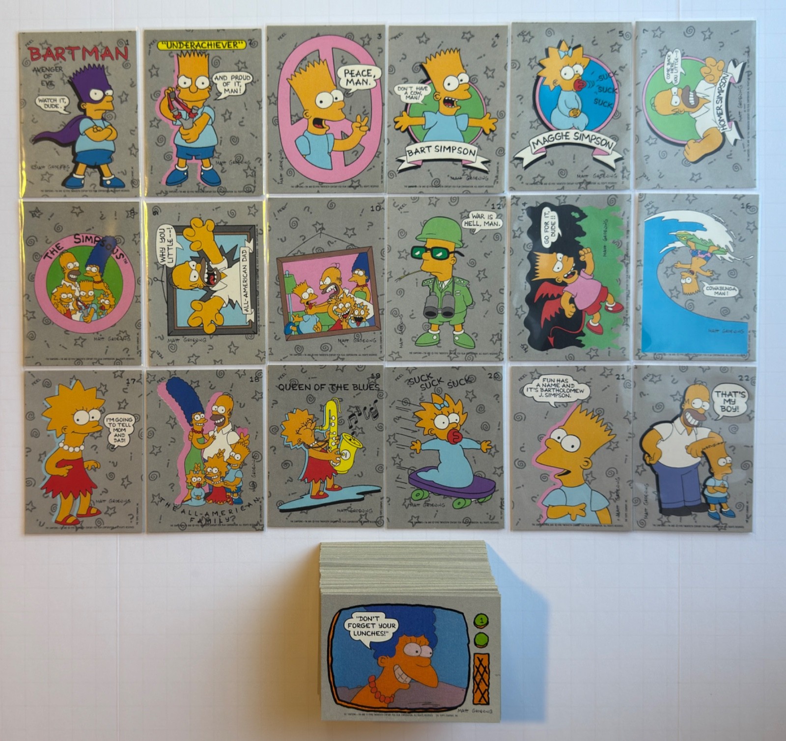 1990 Topps The Simpsons Card Lot 84/88 Base + 18/22 Stickers 102 Cards BARTMAN
