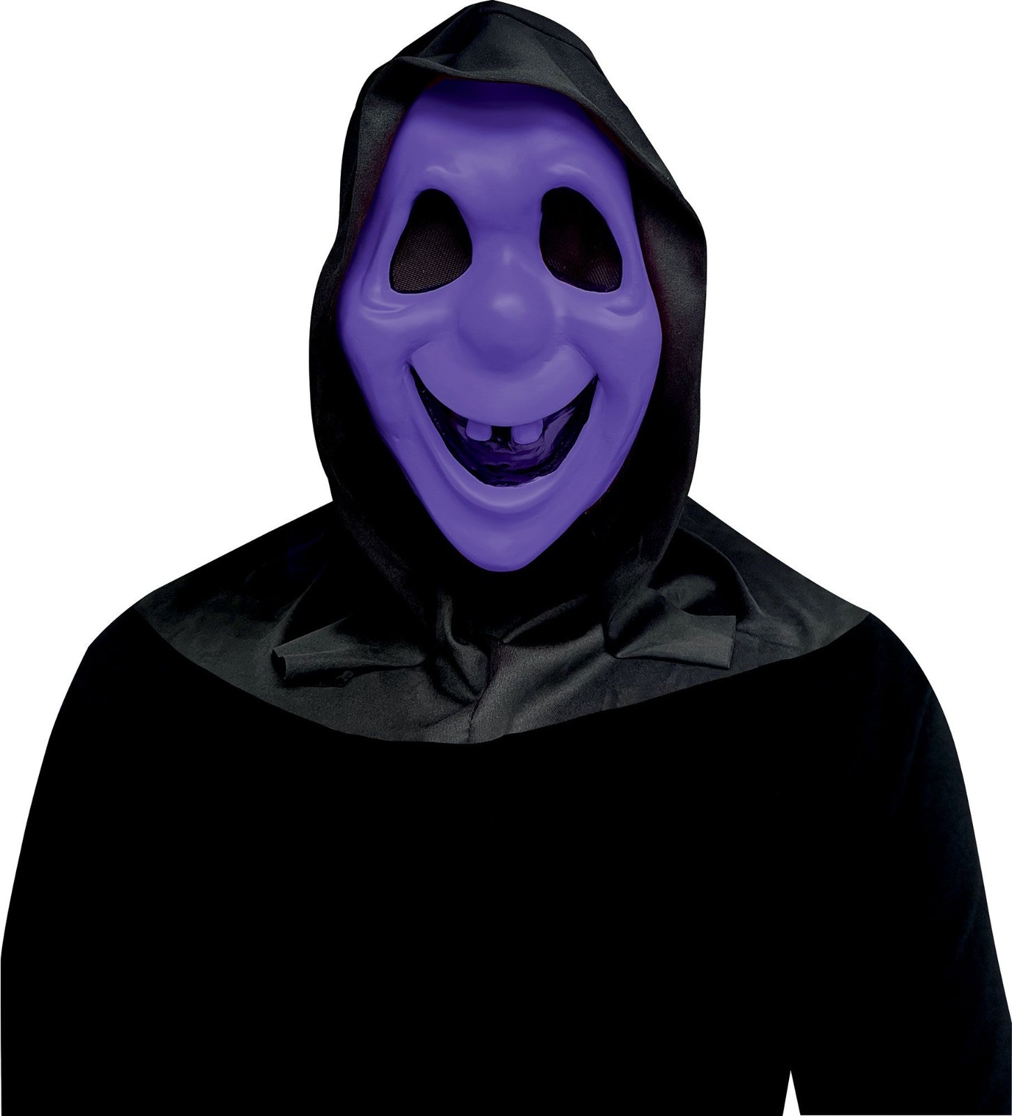 Fun World Friendly Ghost Goofy Face Mask UV Rxn Purple Green Retro Halloween