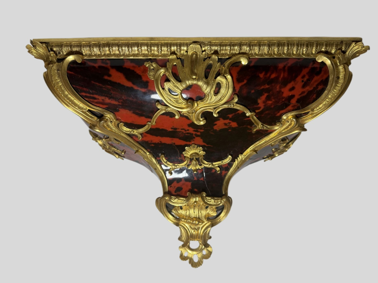 Antique French Louis XV Style Boulle Red Tortoiseshell Ormolu Clock Bracket Shel