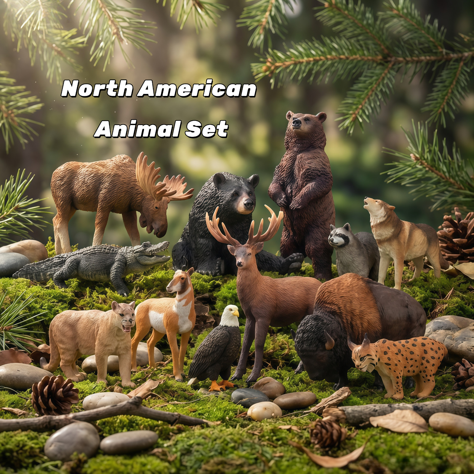 Toymany  North American Forest Animal Figurine, Collectible Handpainted Toy Set?