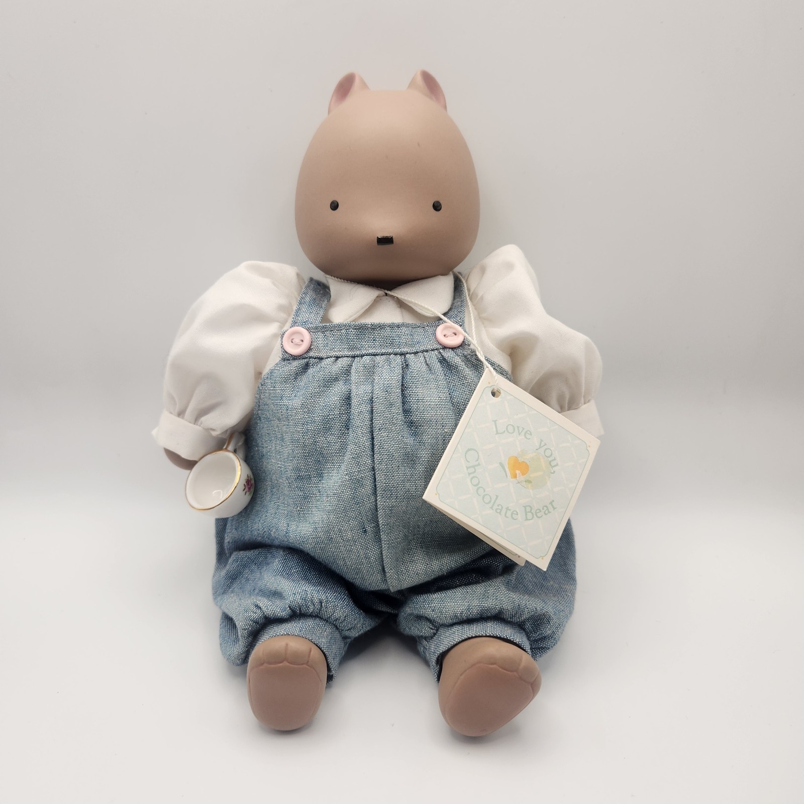 Vintage 1987 Michel & Company Love You, Chocolate Bear Hand Painted Ceramic Doll