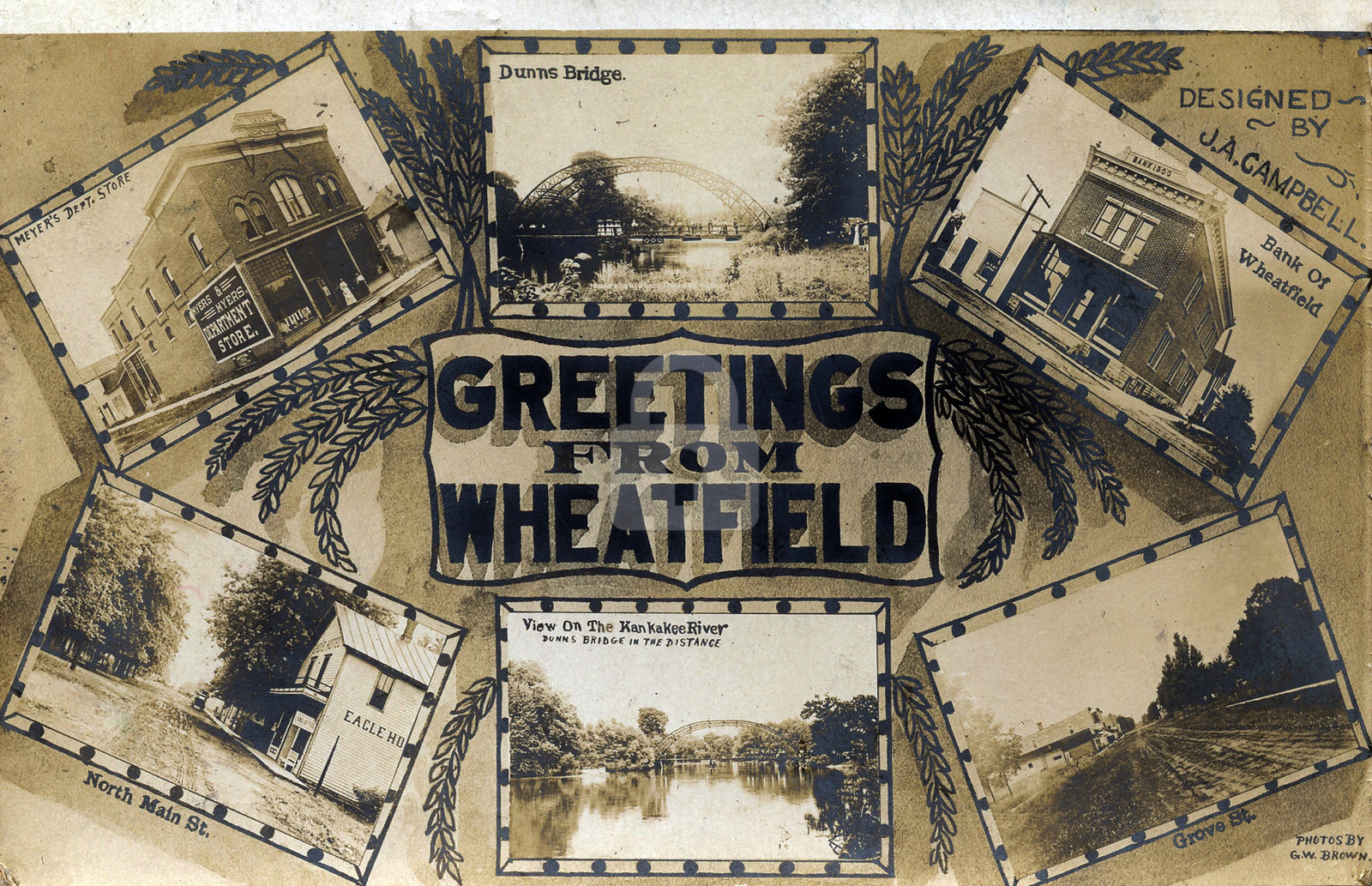 Greetings fr Wheatfield 1909 Wheatfield IN Indiana Vintage Postcard COPY