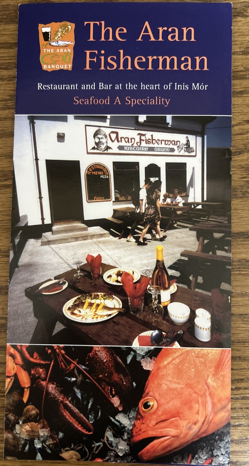 The Aran Fisherman Restaurant & Bar With Map Of Aran Islands Ireland  - Brochure