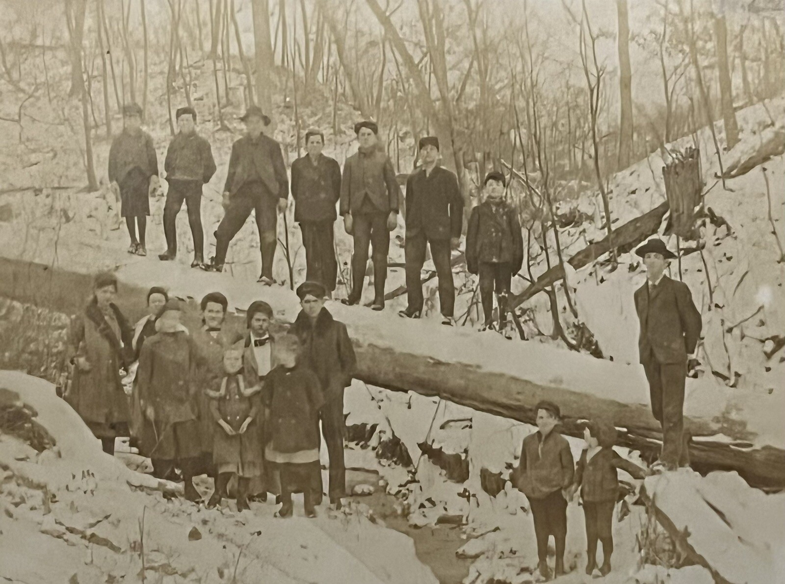 c1911 Winter Forest & Creek, Short Creek Harrison Co OH Real Photo Postcard RPPC