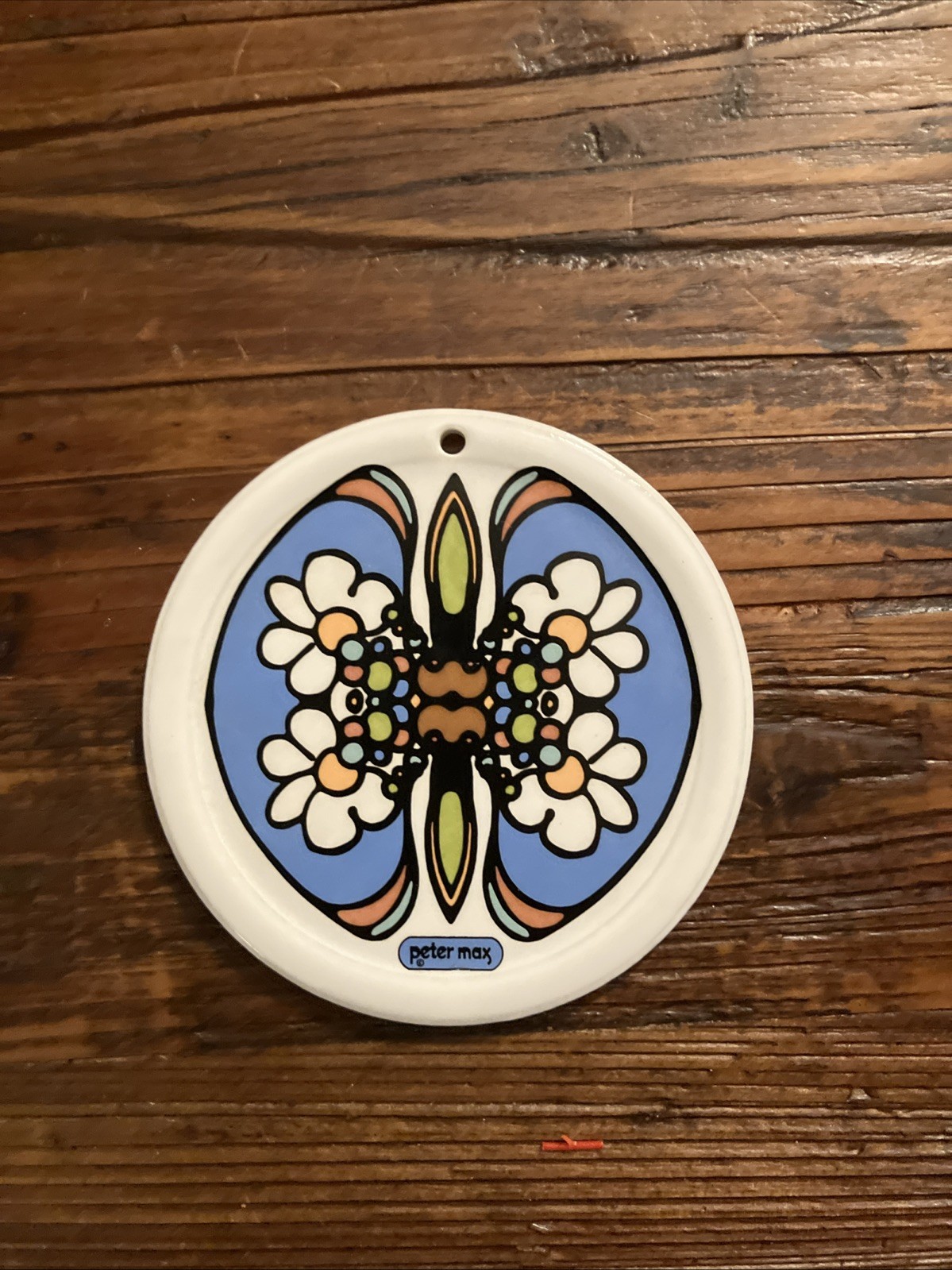 Vintage 1960s or 1970s Peter Max Daisy Ceramic Ornament