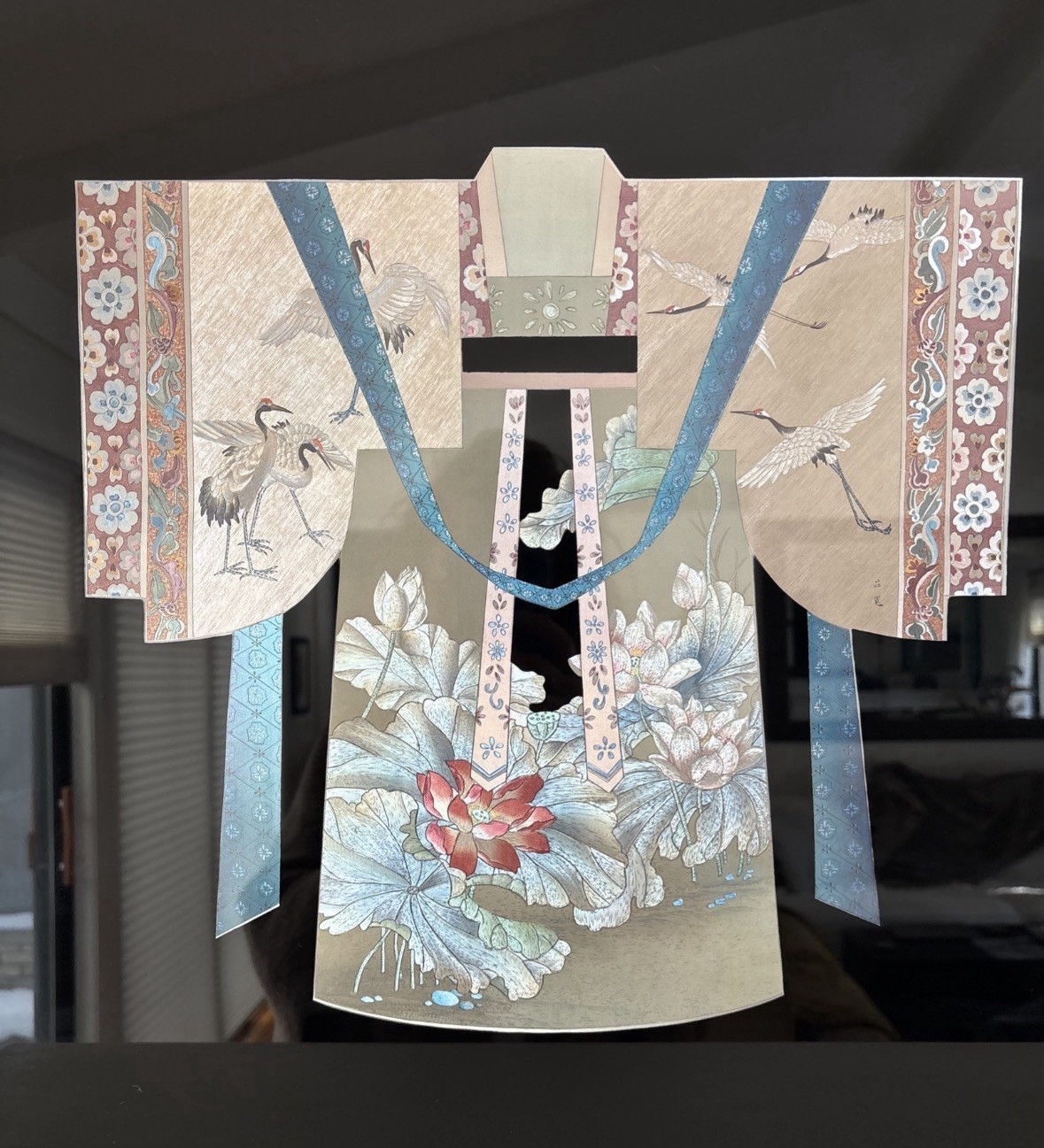 Asian Silk Kimono Framed Art 26 x 22 in