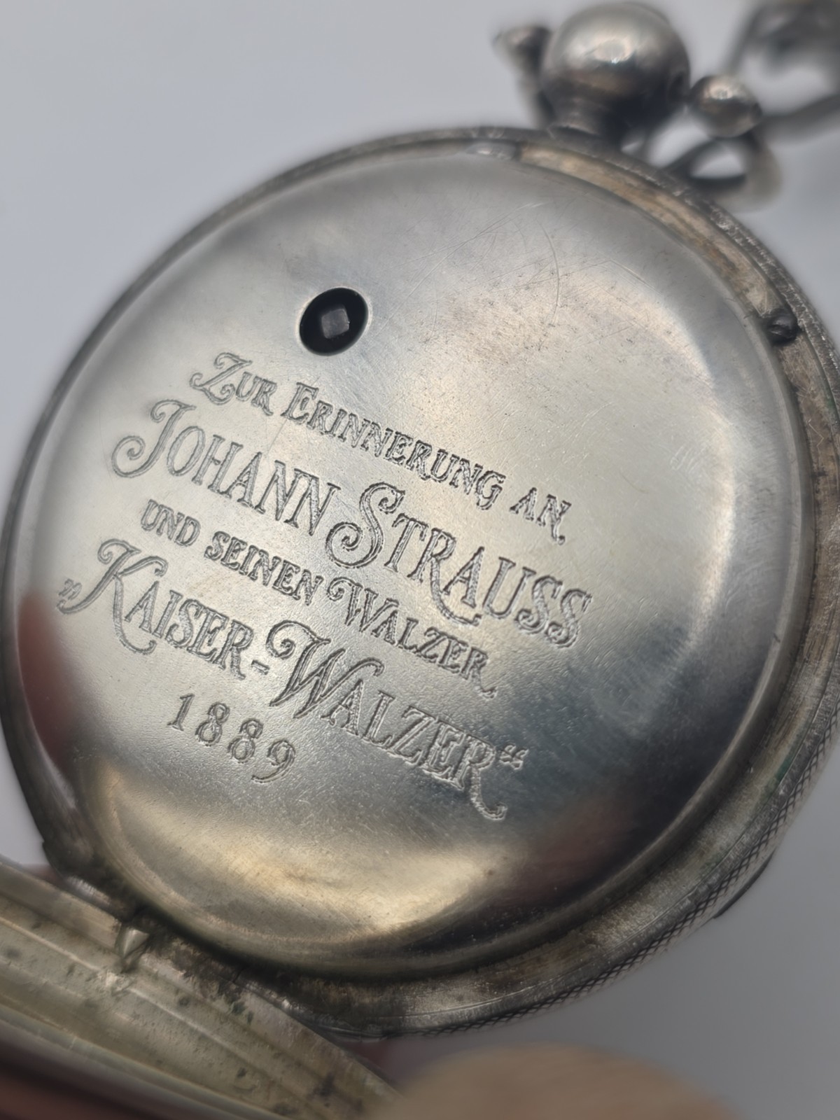 To Jahann Strauss  Austrian composer Kaiser-Walzer 1889 antique key pocket watch