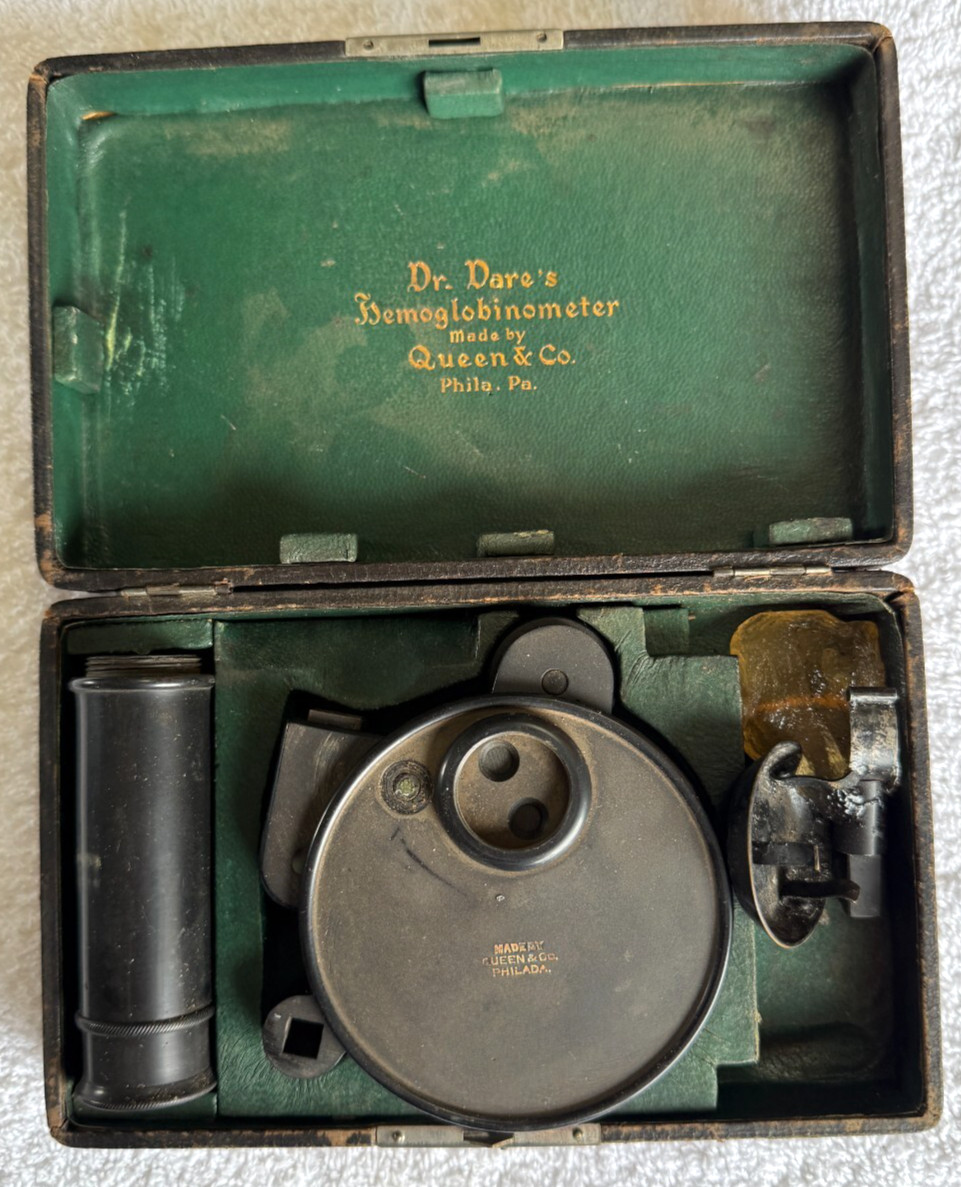Antique Dr. Dare\'s Hemoglobinometer w/ Case * RARE* Queen & Co. Version