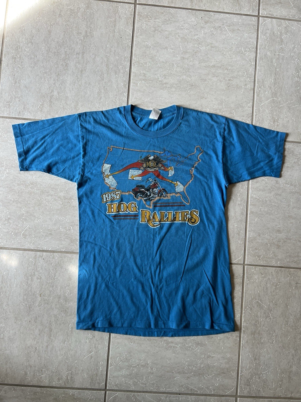 Vintage 1987 Harley Davidson HOG Rallies T-Shirt Mens L USA Single Stitch