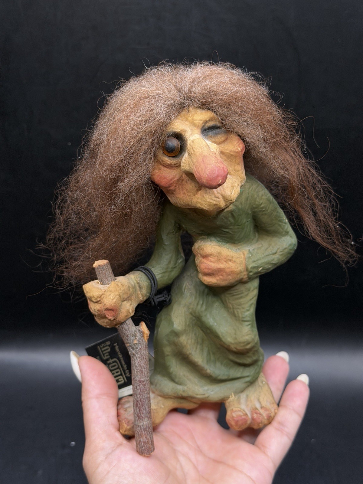 VTG Nyform Witch Troll #113 Norway Torgerson Figure Walking Stick Long Nose 7\