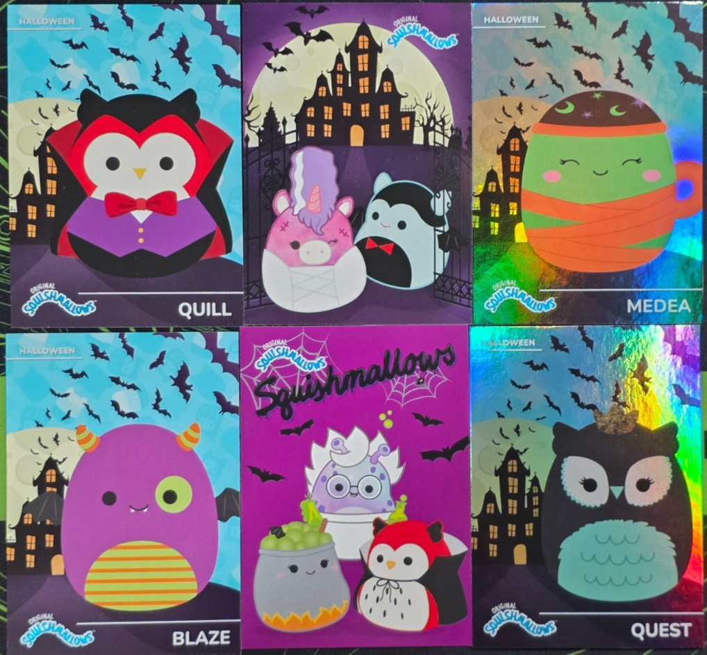 2025 PANINI SQUISHMALLOWS HALLOWEEN TRADING CARD LOT OF 6: MEDEA, QUEST, BLAZE