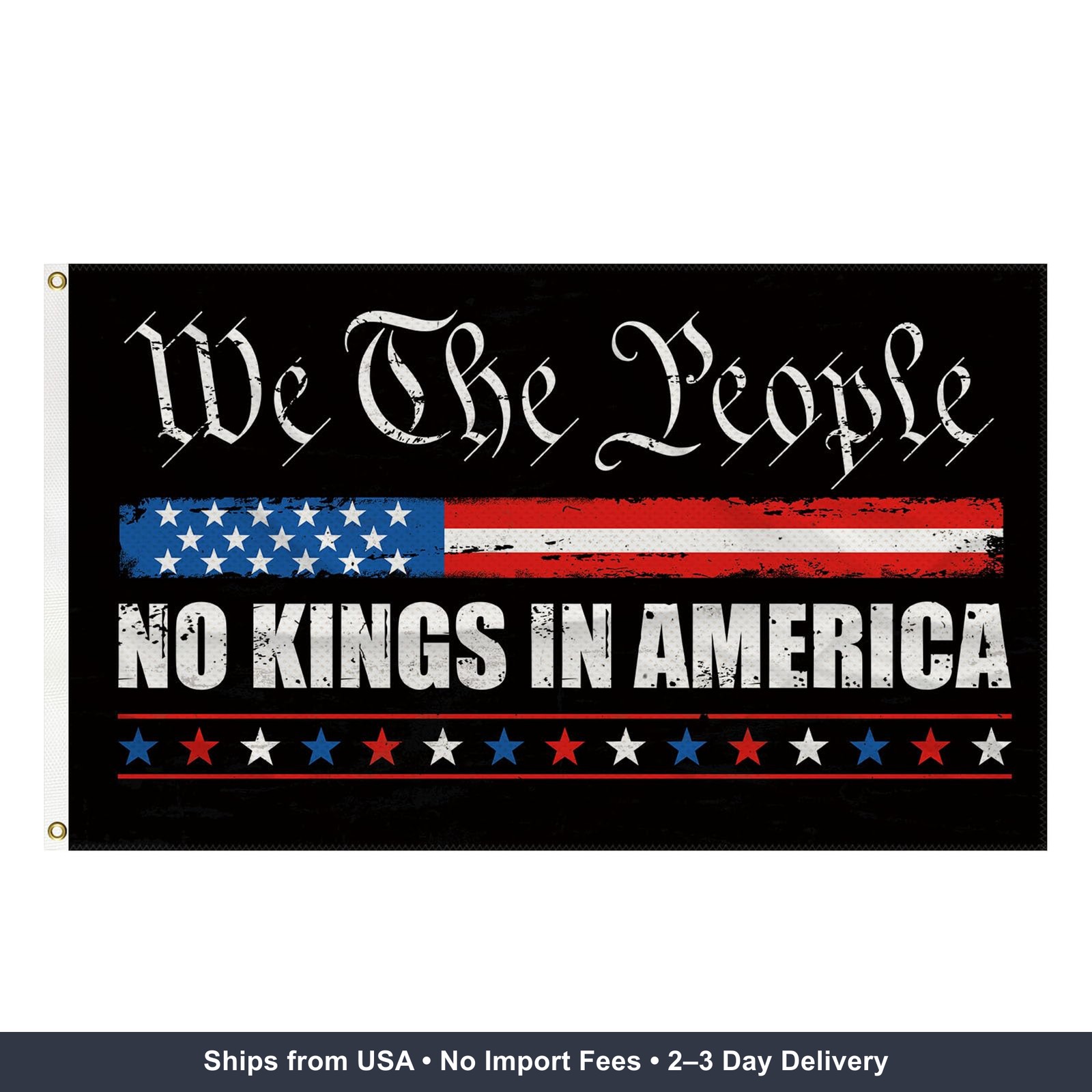 3x5 FT American Flag Banner We The People No Kings Political Protest Fade size