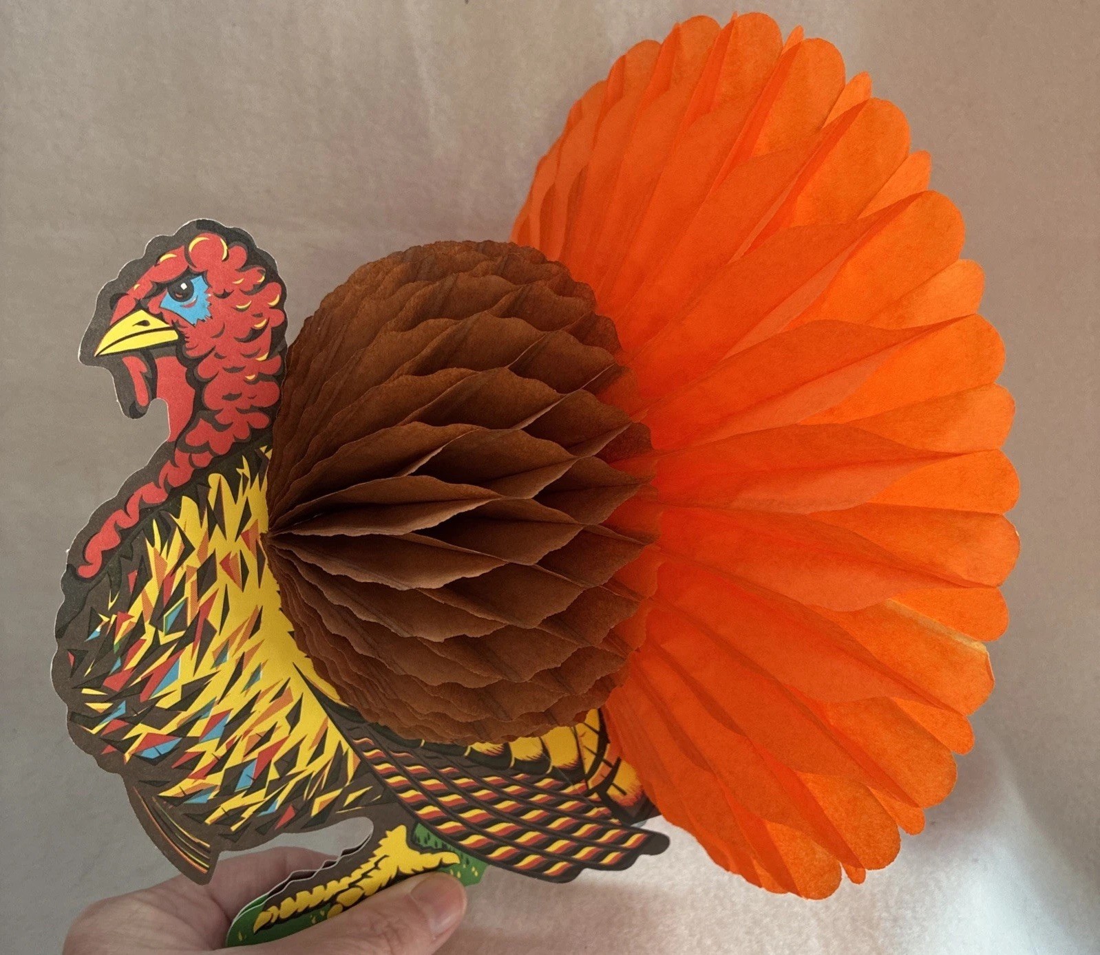 Vintage Beistle Honeycomb Thanksgiving Turkey 1969 Decorations