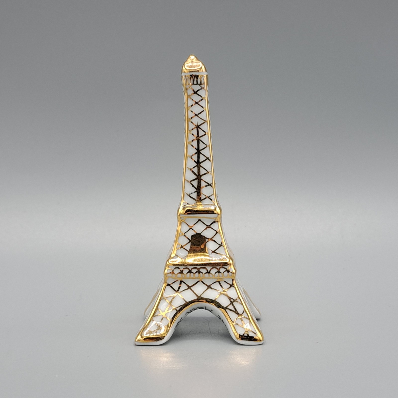 Vintage Limoges France Peint Main Eiffel Tower Porcelain Figurine Gold 3\