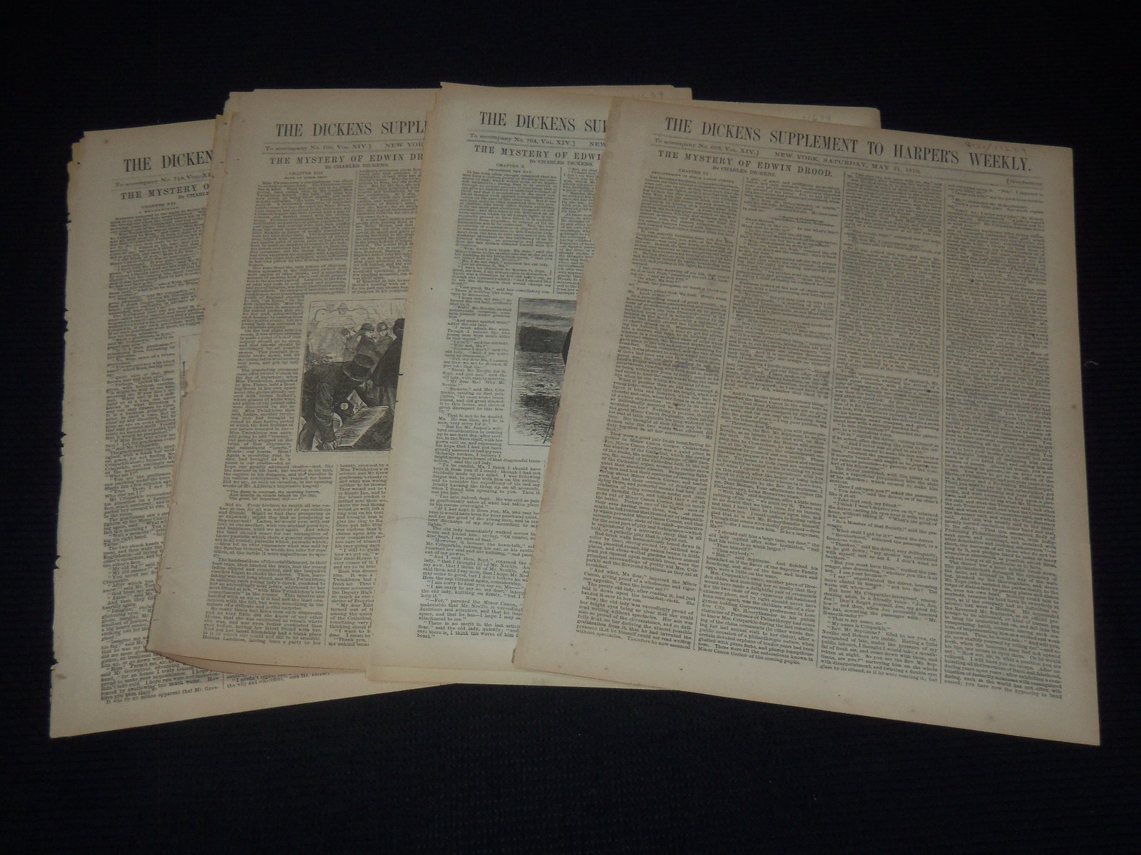 1870 THE DICKENS SUPPLEMENT TO HARPER\'S WEEKLY LOT OF 4 ISSUES - NP 5839B