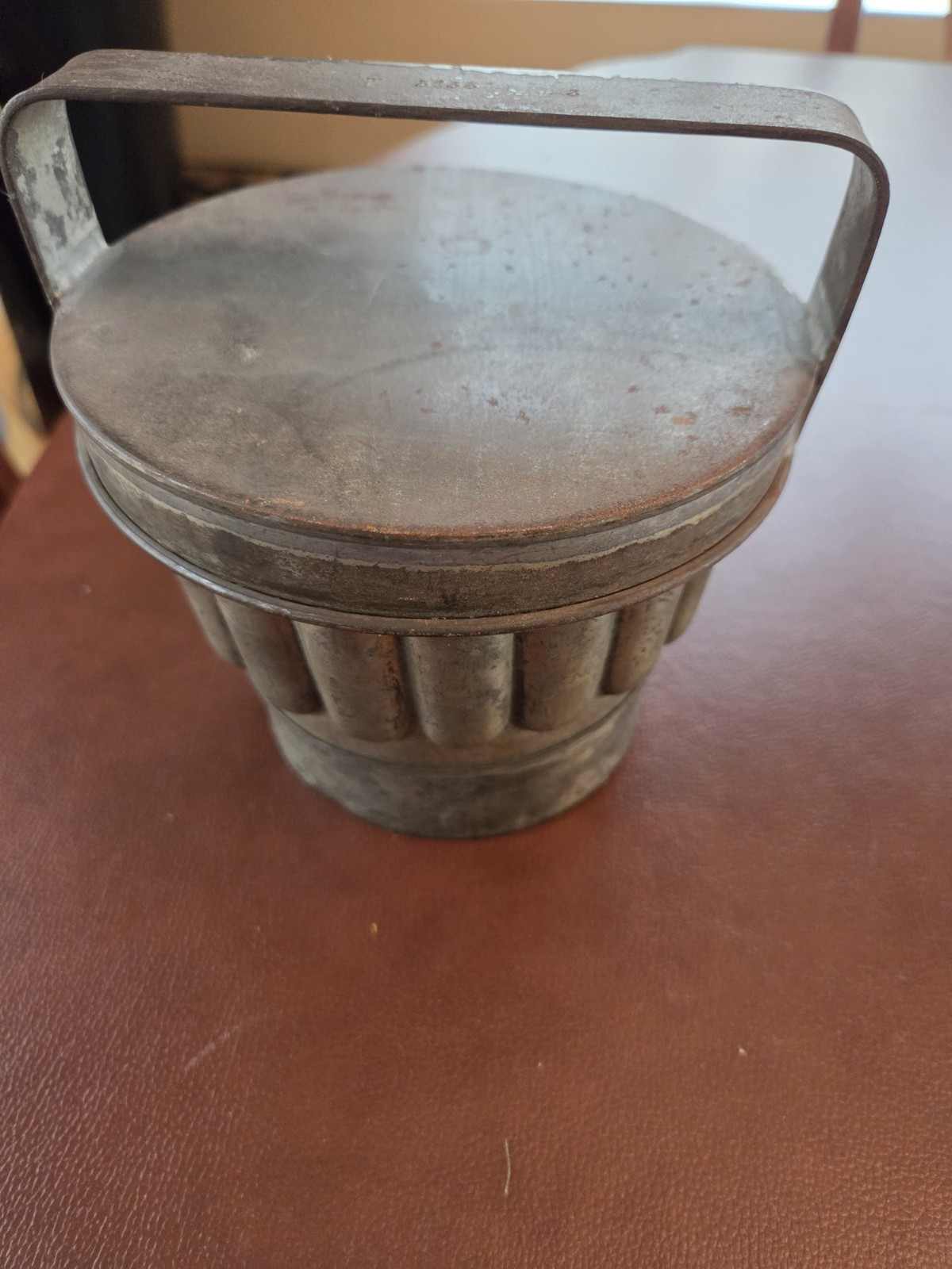 Antique French Ice Cream Mold with T 5135 Stamped onto Handle of Lid