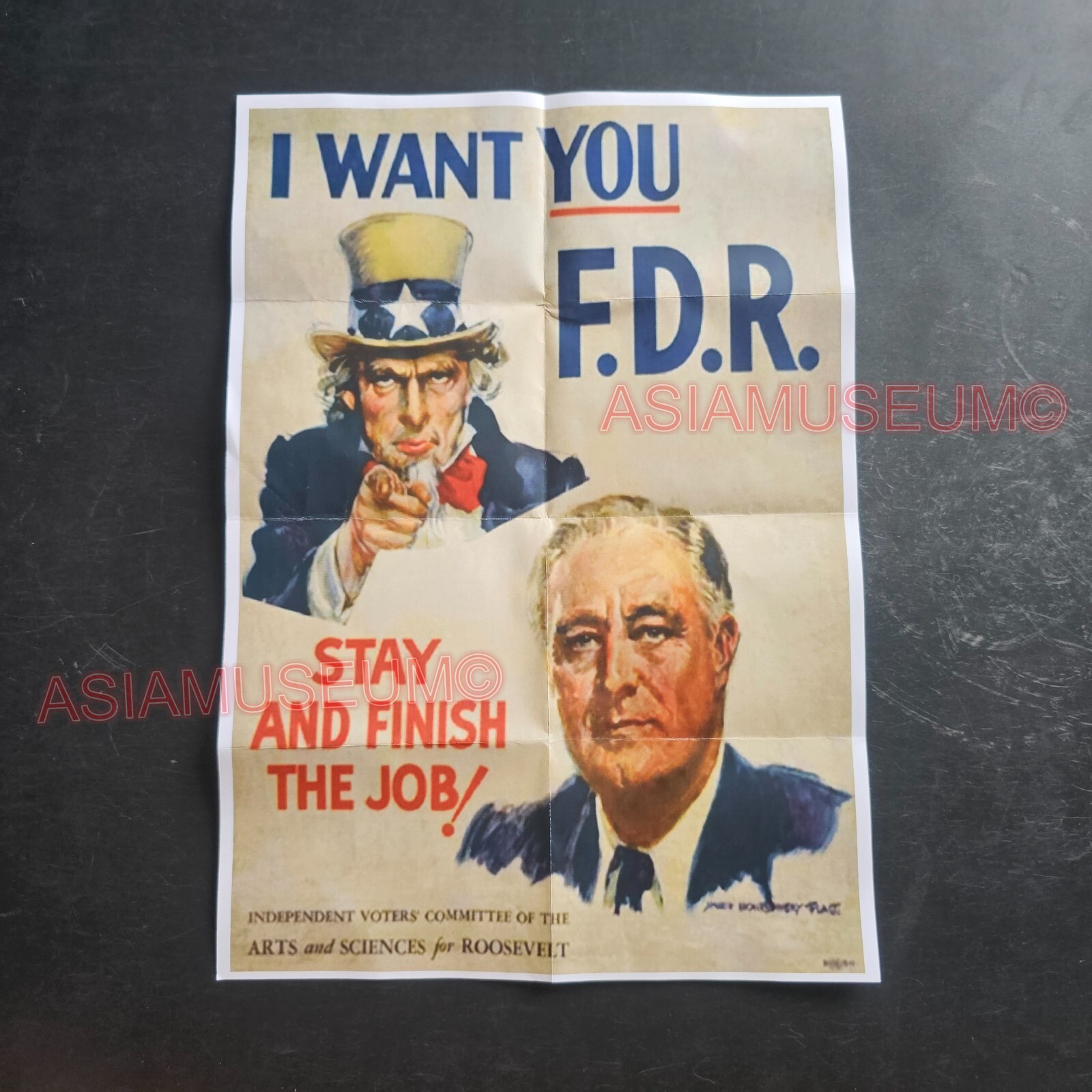 1941 WW2 USA AMERICA ROOSEVELT I WANT U UNCLE SAM WIN WAR PROPAGANDA POSTER E239