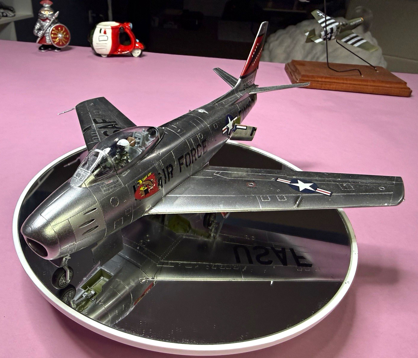 Built Model North American F-86F-30 Sabre Weighted to Sit on Front Gear 1/48