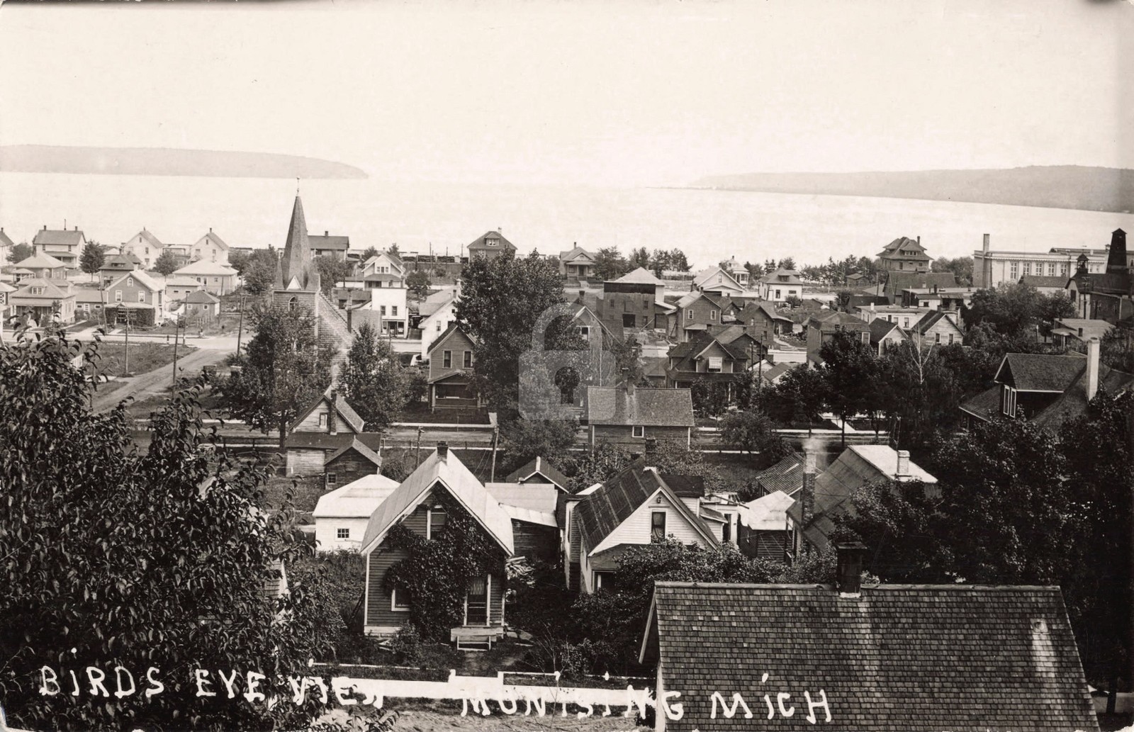 Bird's-Eye View Munising MI Michigan 1926 RPPC Photo Postcard COPY