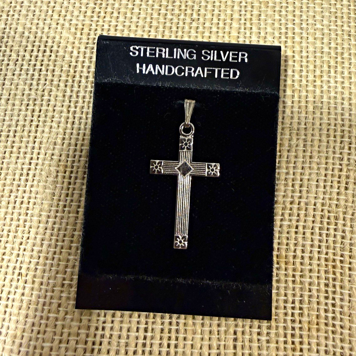 Vintage JCPenney Sterling Silver Handcrafted Handmade Christian Cross Pendant