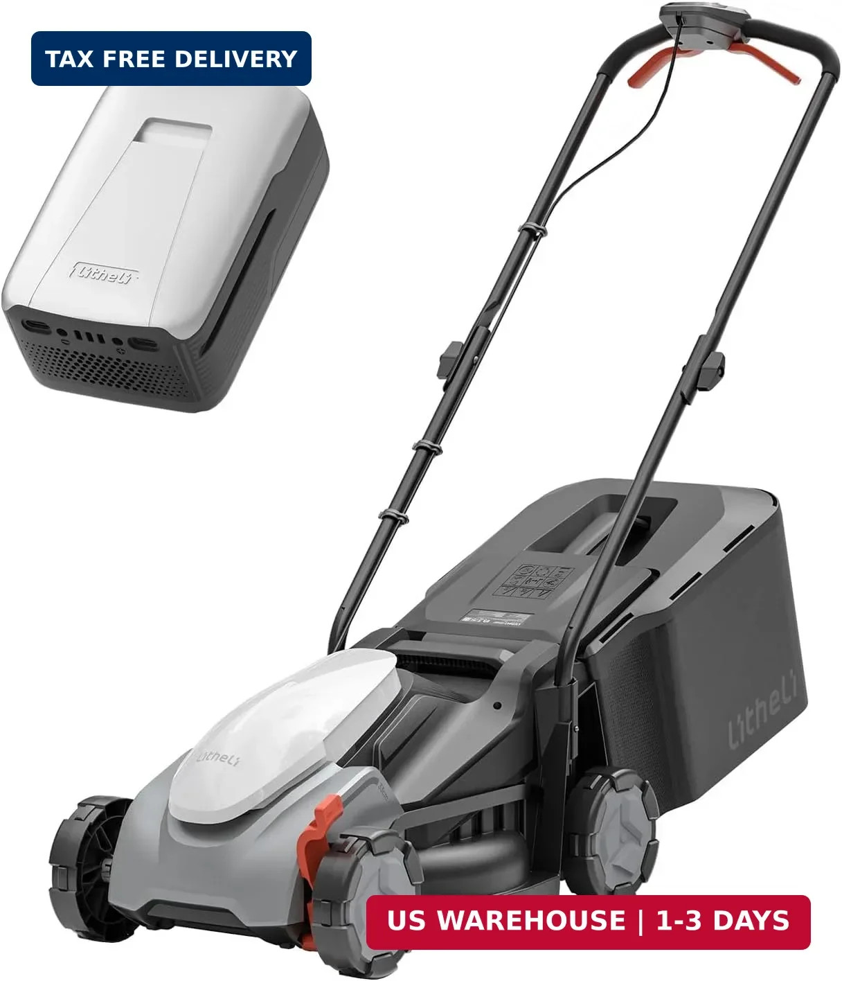 Cordless Lawn Mower 14 Inch, 5 Height Positions, 9-Gallon Bag with 5.0Ah Battery