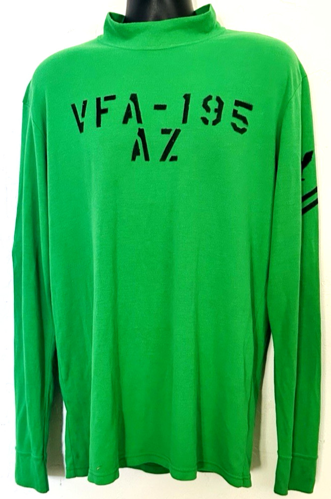 Vtg US Navy VFA-195 AZ Flight Deck Jersey Fire Resistant Green Shirt XL USA