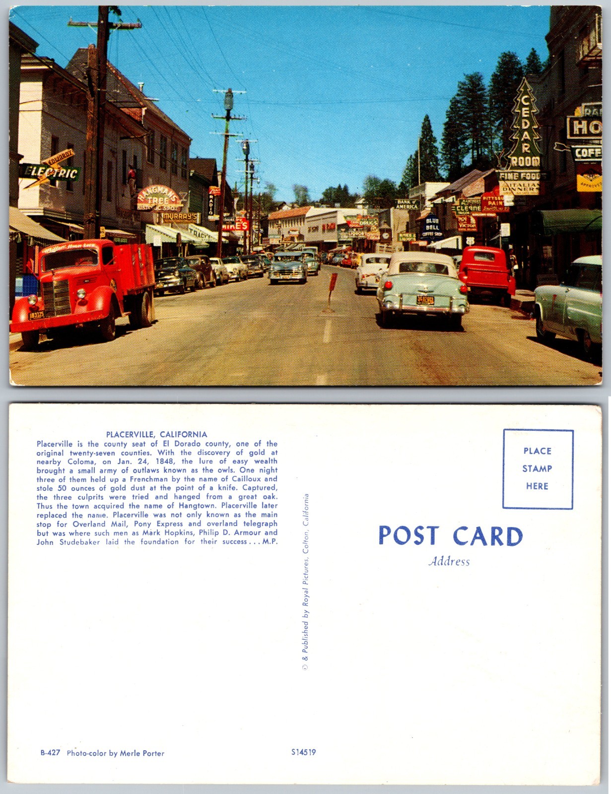 Cedar Tavern Placerville CA Postcard