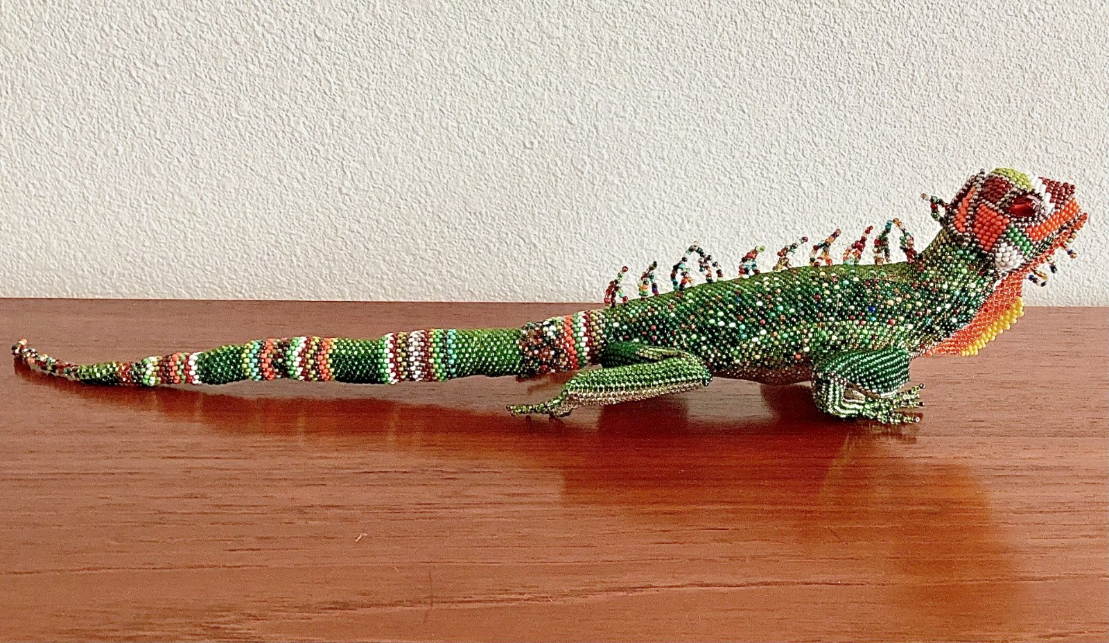 16 inch beaded LIZARD from Guatemala seed beads handmade arts and crafts