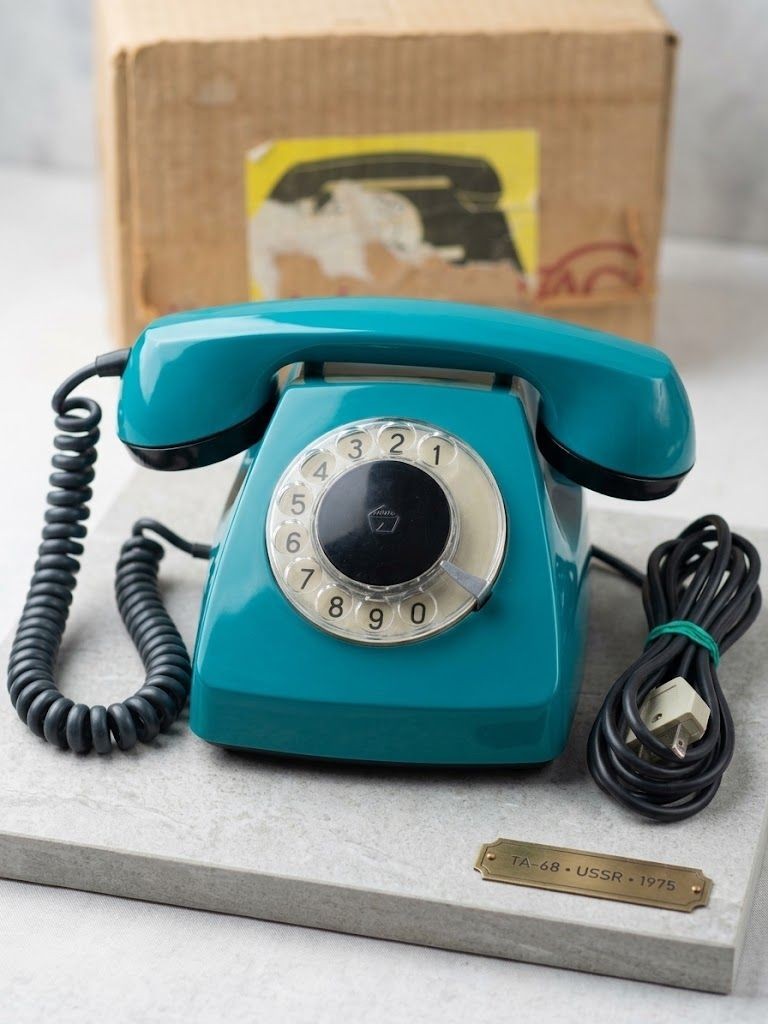 VTG Rotary Dial Phone   Green Colour USSR Soviet Perm Telephone Plant  With Box