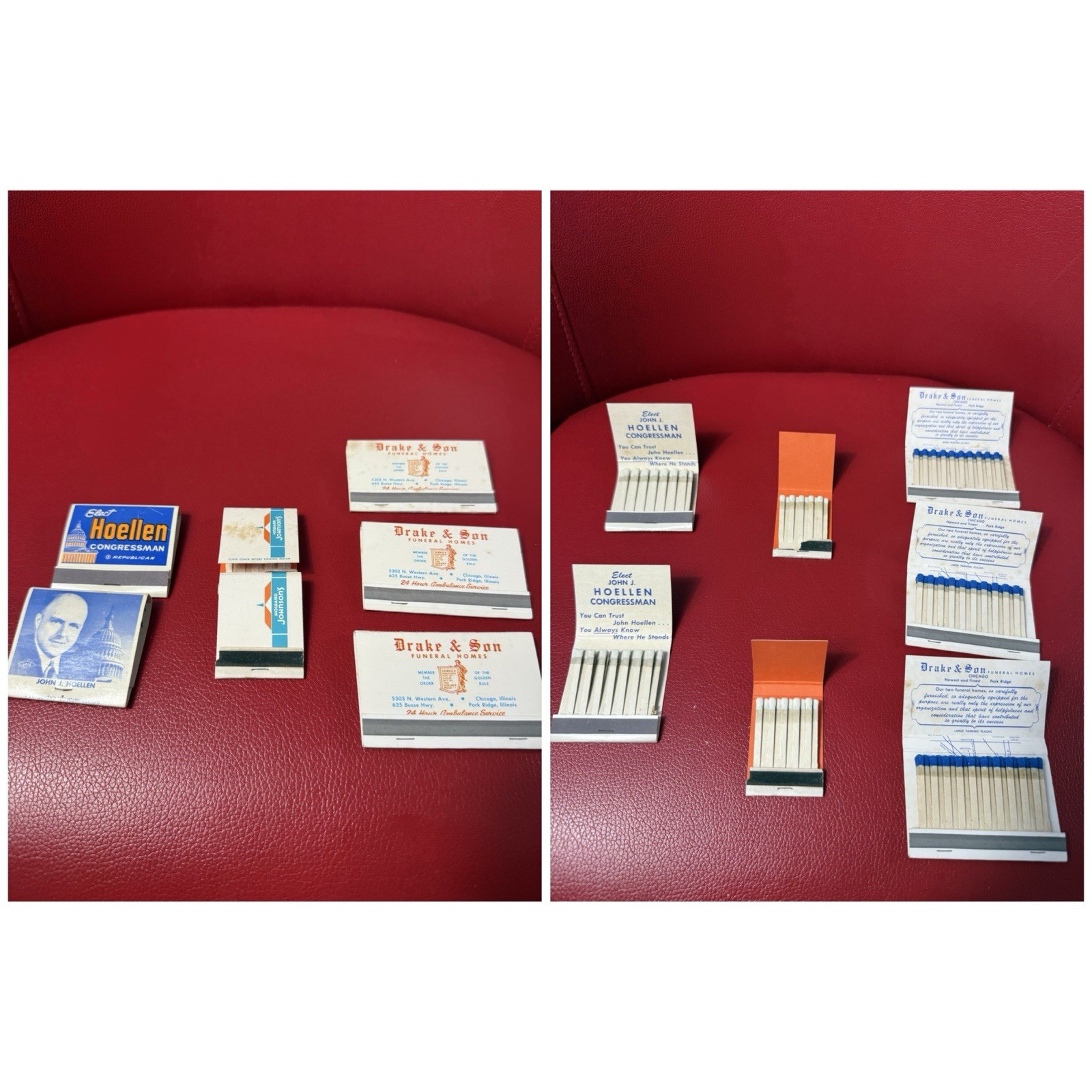 1970s-1980s True Vintage Lot Of (7) Vintage Matchbooks Advertising Funeral (A)