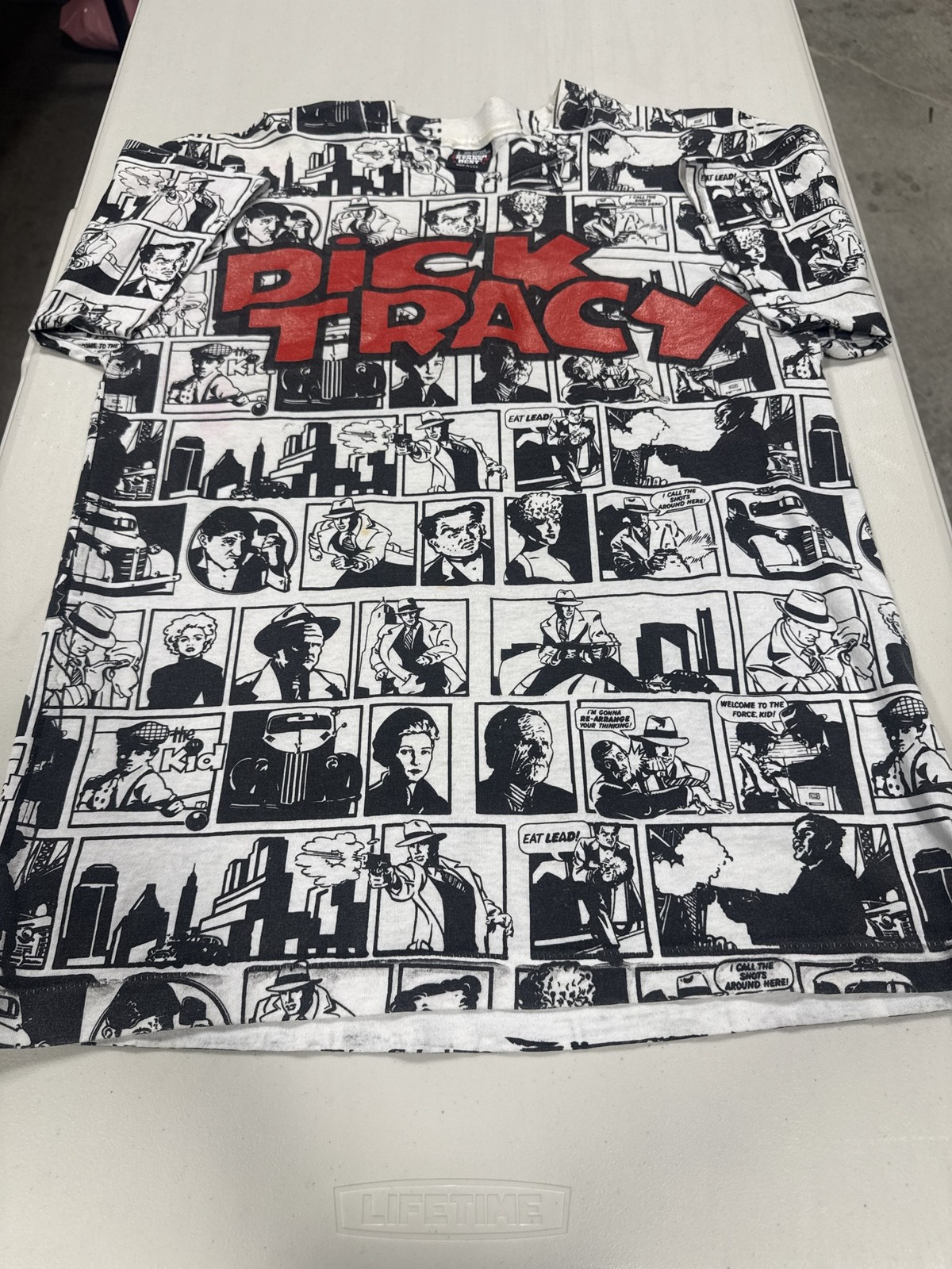 Vintage 1990 Dick Tracy All Over Print Comic Strip T-Shirt Screen Stars USA L