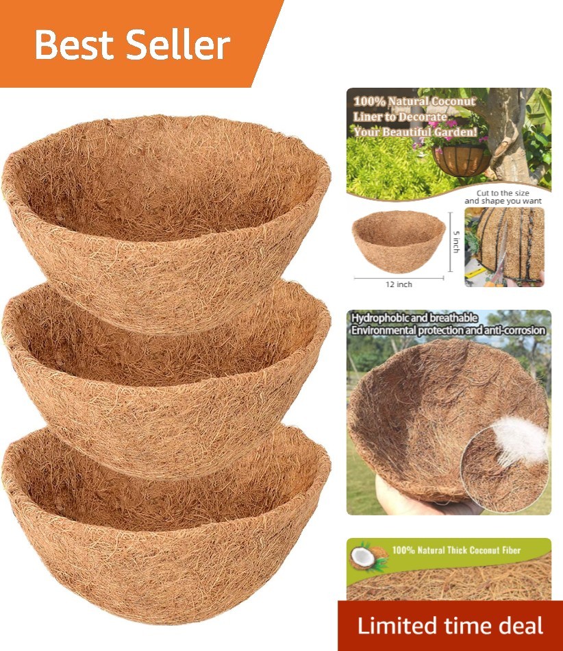 Natural 12 Inch Coco Basket Liners for Flowers and Vegetables