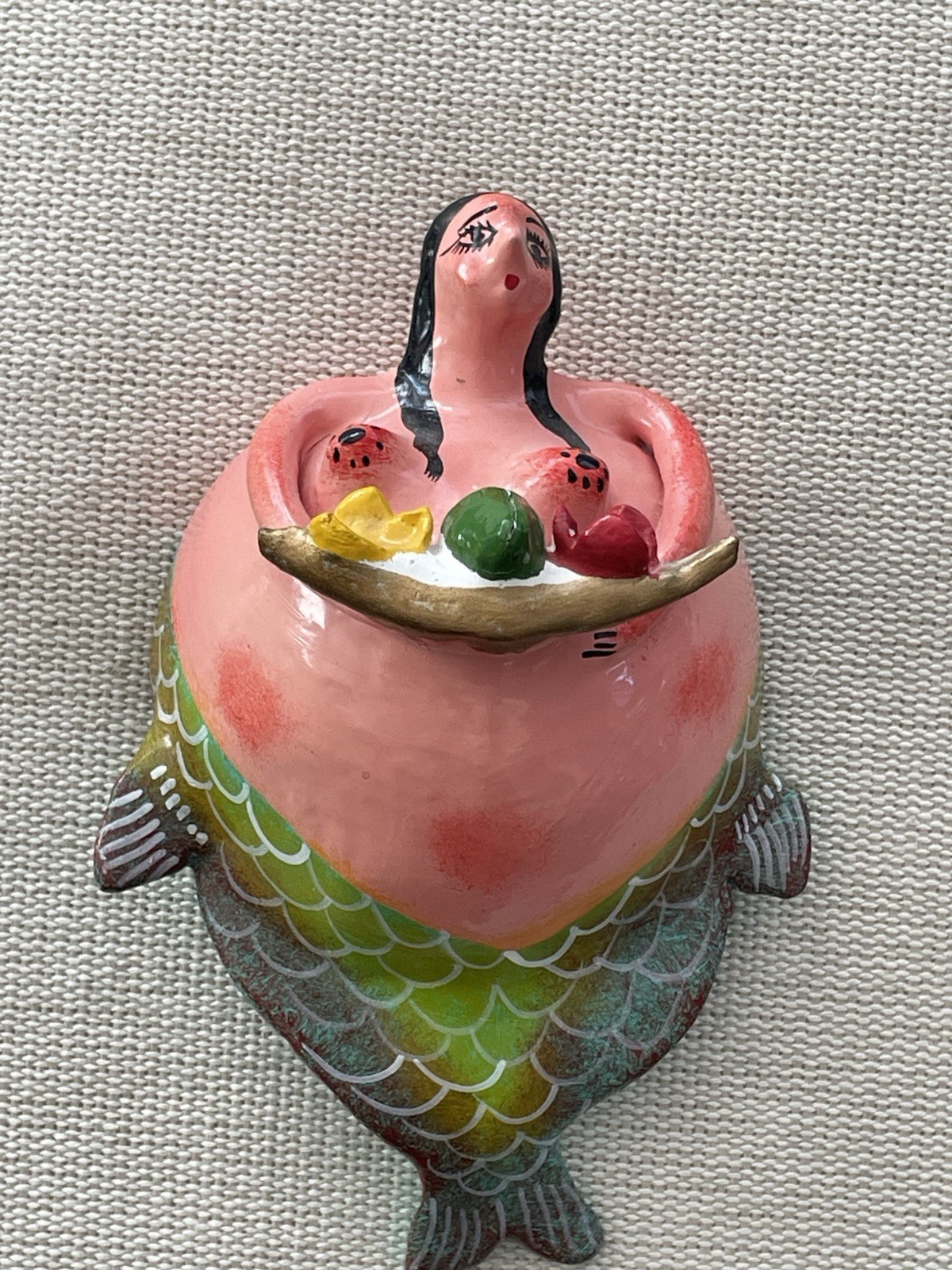 Mexican Folk Art Mermaid Coconut Shell Handmade