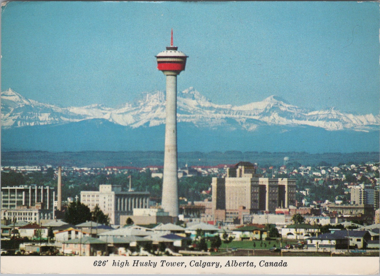 Calgary Alberta Husky Tower and downtown Calgary Postcard