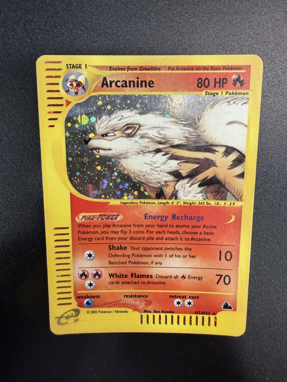 Pokemon Card Arcanine holo H2/H32 holo Skyridge ENG English Near Mint Excellent
