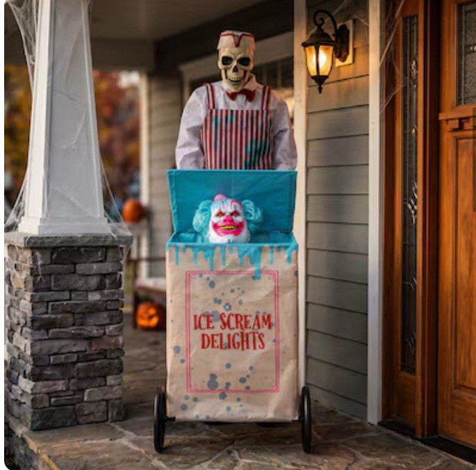 6 FT Animated Skeleton Ice Cream Ice Scream Vendor Halloween Animatronic Prop