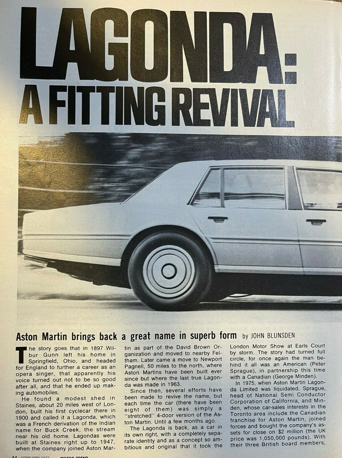 Motor Trend Road Test 1977 Aston Martin Lagonda