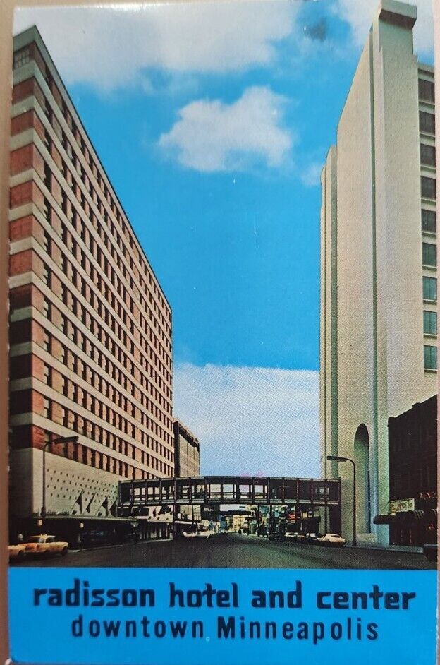 Minneapolis MN, Radisson Hotel And Center, Downtown, Postcard 1977 Cancel