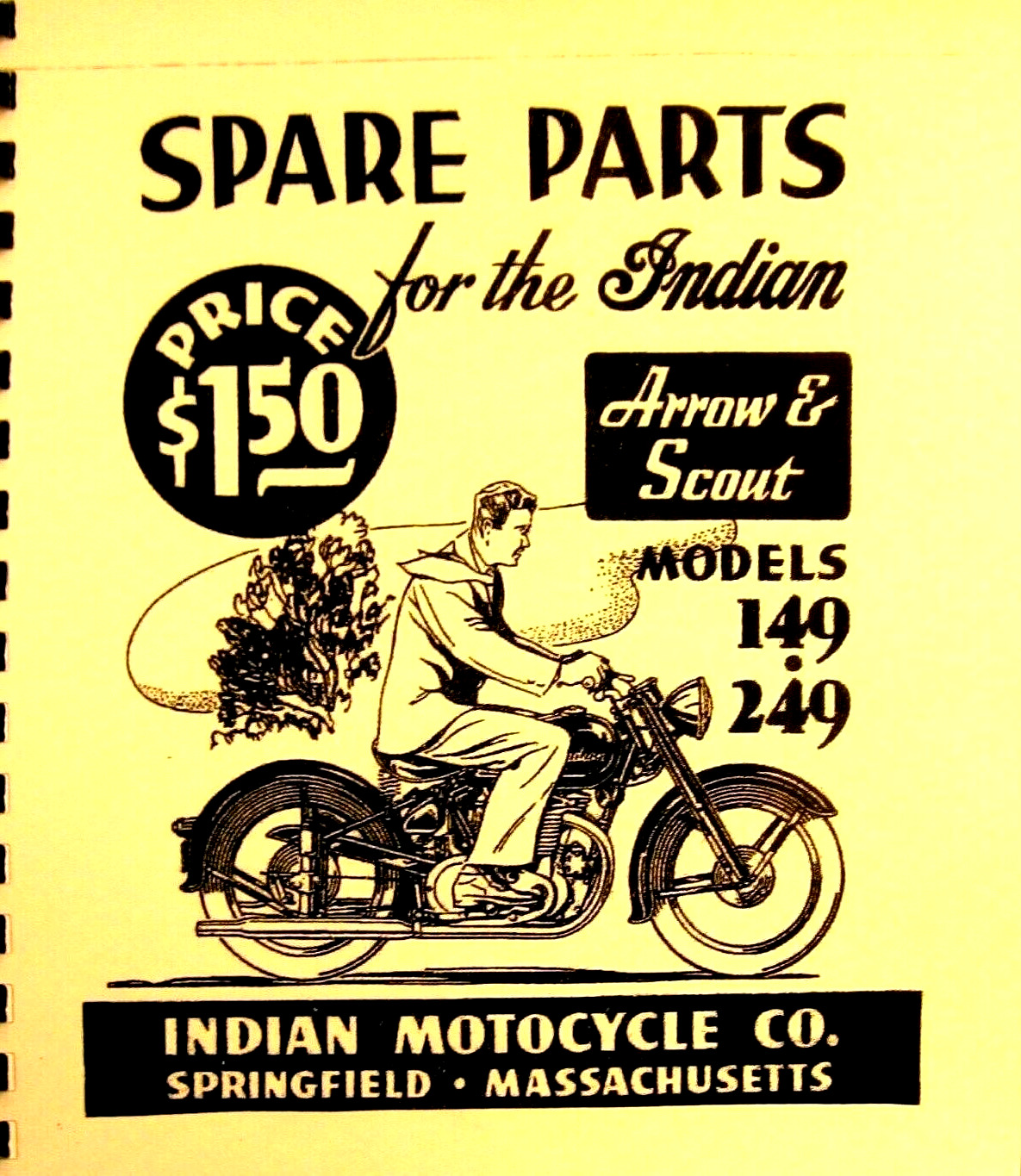 Indian 1950s Parts Catalog  For The Arrow  Scout Mdls 149-249  Vertical Twins 